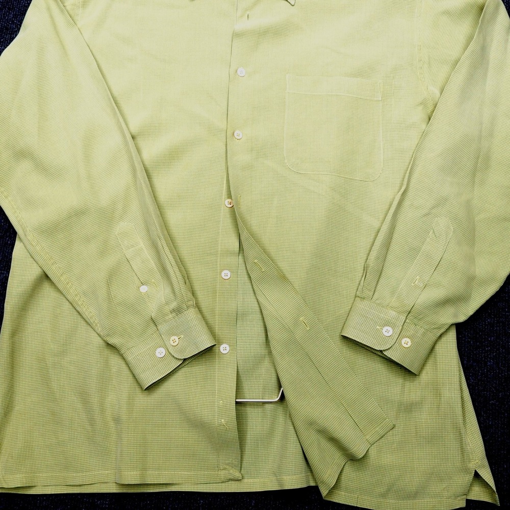 Bugatchi Uomo Button Down Micro Check Mens L Green - image 4
